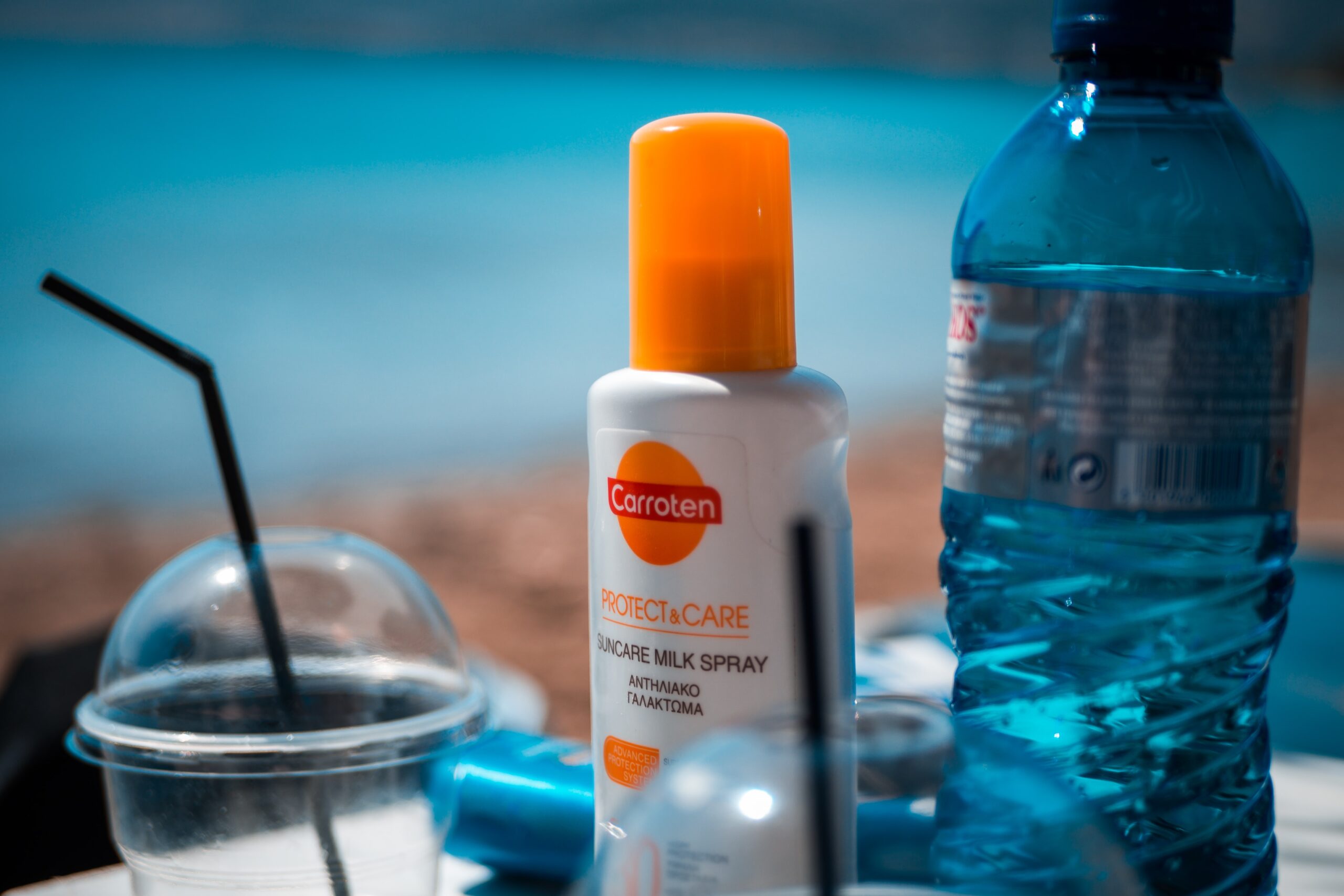 sunscreen and water bottle