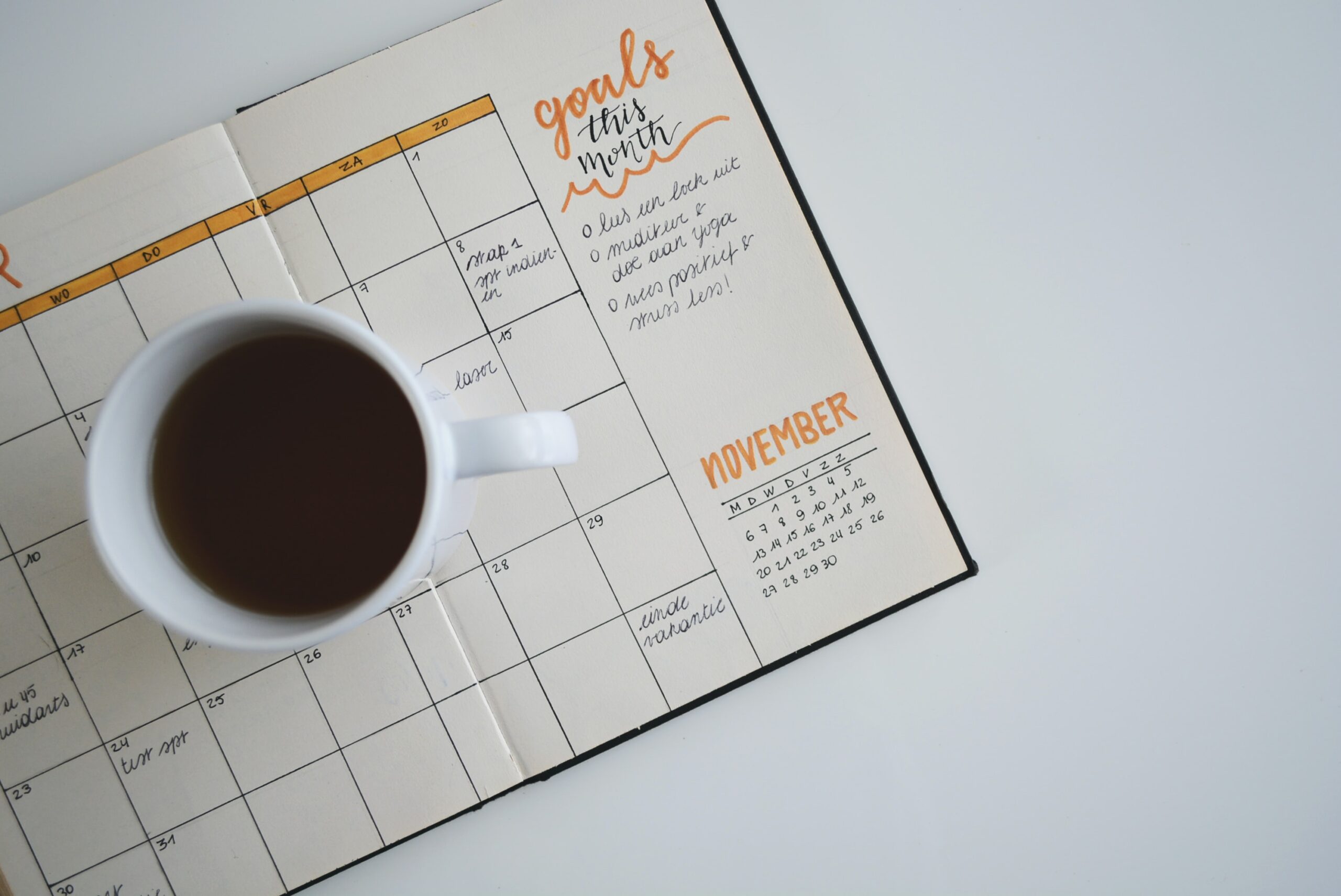 cup of tea on calendar